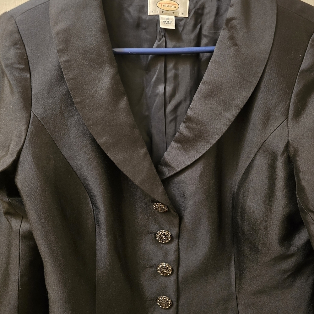 Talbots Classic Black Silk & Cotton Women's Blazer Size 12P - Picture 2 of 8